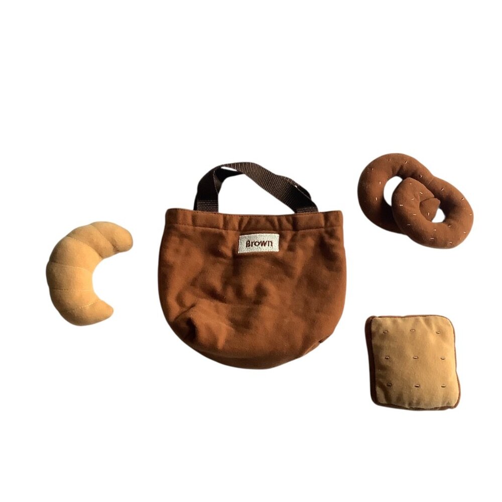 Brown Color‎ Plush Food Toy Set With Tote Bag For Kids Marvel Education